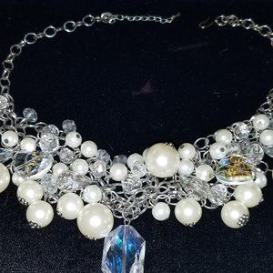 Vintage Glass and Pearl Beaded Choker 16"